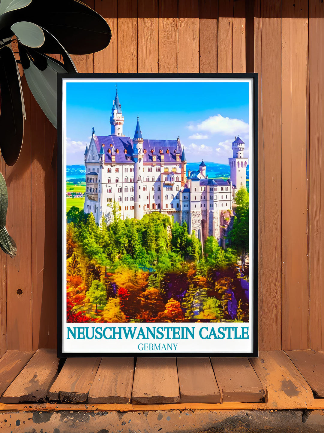 This art print captures the essence of Bavarias rich cultural landscape and the iconic views from Marienbrücke, offering a stunning blend of natural beauty and historical significance for your home or office decor.
