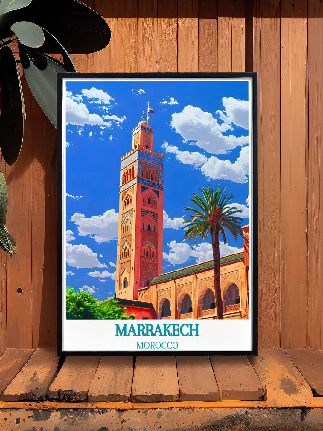 This detailed travel poster of Marrakech and Moroccos beaches illustrates the unique beauty of the countrys urban and coastal destinations, from vibrant cityscapes to serene shorelines, ideal for any art lovers collection.