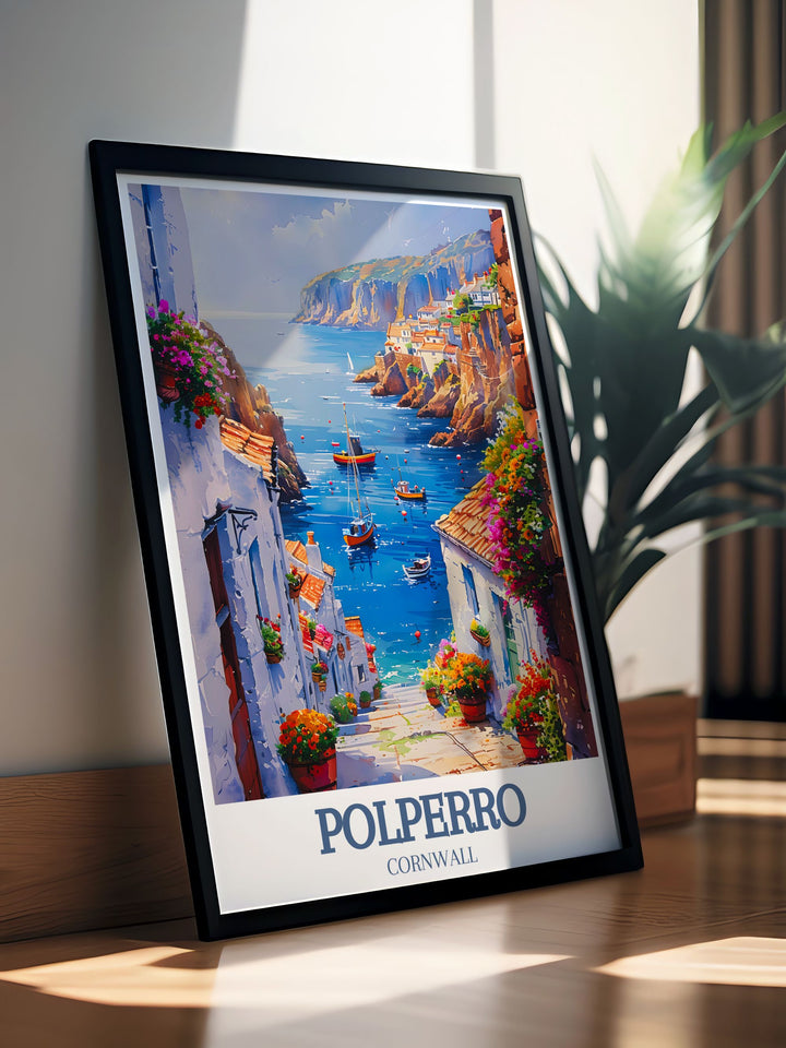 Beautiful Polperro Beach wall art featuring the enchanting views of Polperro Cornwall a must have for those who love coastal paths and scenic beauty