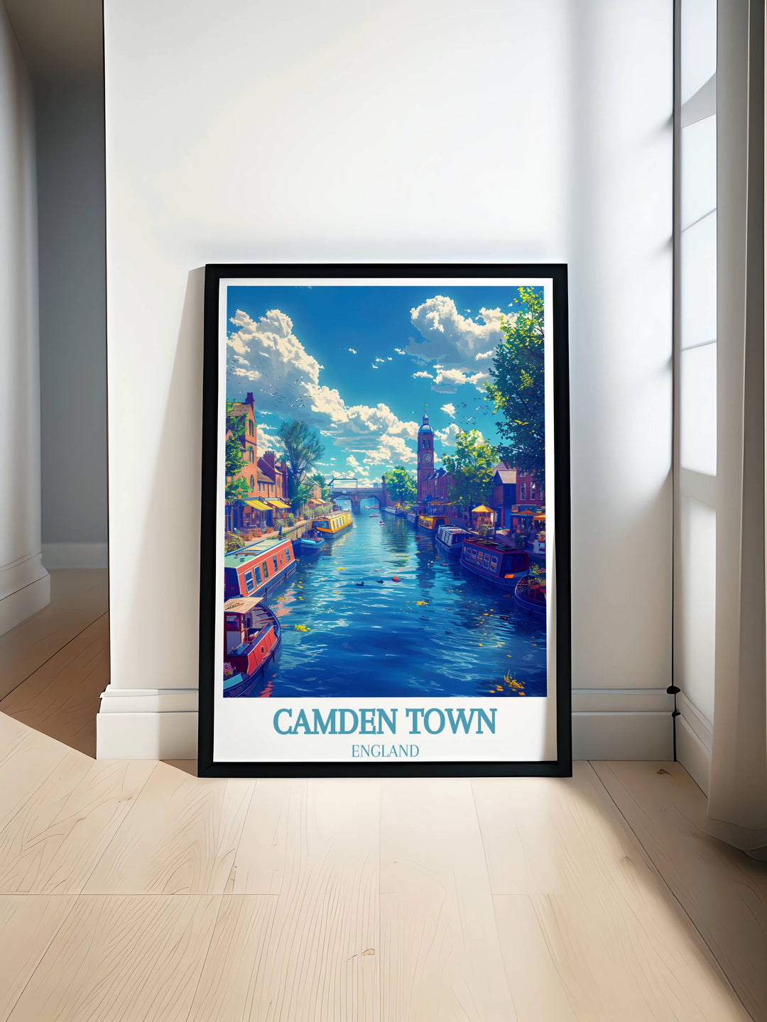 Beautiful Camden Lock print capturing the vibrant energy of Camden Town London with its iconic market street art and the famous Camden Lock Bridge perfect for adding a touch of London to your home decor or as a unique gift for travel enthusiasts and art lovers.