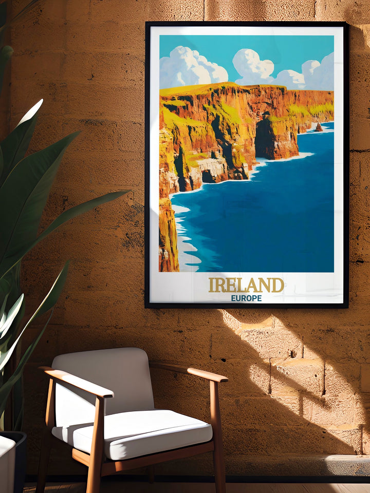 A detailed Dublin travel print capturing the best of Irelands natural and urban beauty, from the Cliffs of Moher to the historic streets of Dublin. Perfect as a gift or home décor.