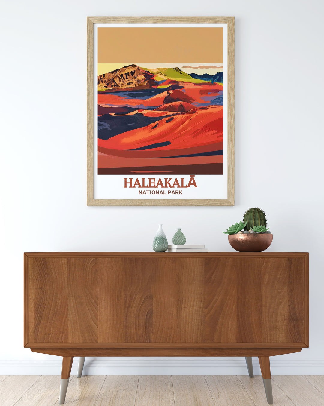 Scenic poster of Haleakalā Crater highlighting the diverse ecosystems and serene beauty of Haleakalā National Park. This captivating artwork is ideal for enhancing your home decor with a piece that celebrates the natural wonders of Hawaii.