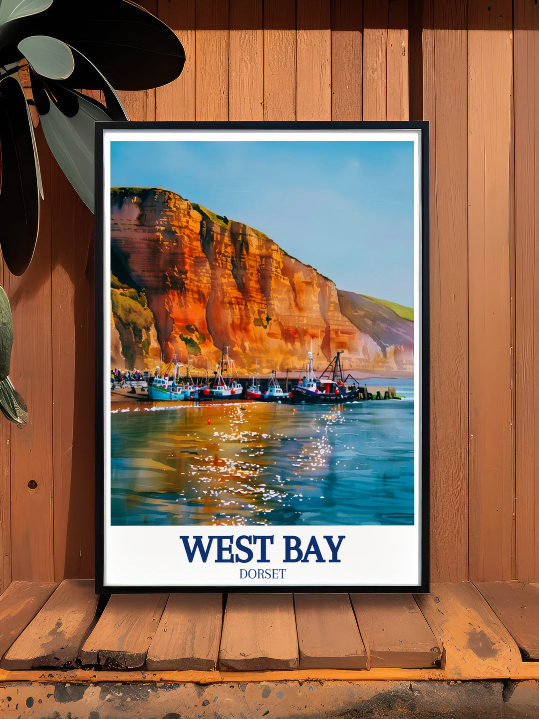 West Bay poster print captures the stunning golden cliffs of Englands Jurassic Coast. This travel print offers a beautiful depiction of the iconic coastal destination, perfect for anyone who loves UK wall art or wants to add a piece of Englands natural beauty to their home décor.