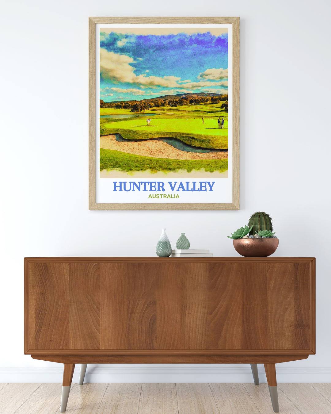 Hunter Valley Golf and Country Club framed print showcasing the idyllic landscapes of one of Australias most beloved golf courses perfect for adding a refined and elegant touch to your living room or office decor a must have for Australia travel art collectors.