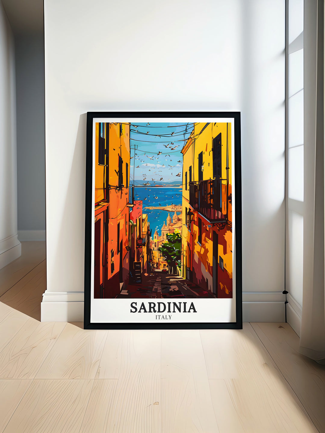 Cagliari Poetto Beach wall art featuring Sardinia decor and Mediterranean Island beauty. Perfect for adding a touch of Sardinian beaches and Italian heritage to your home with stunning modern prints that capture the tranquil waters and golden sands of Poetto Beach.