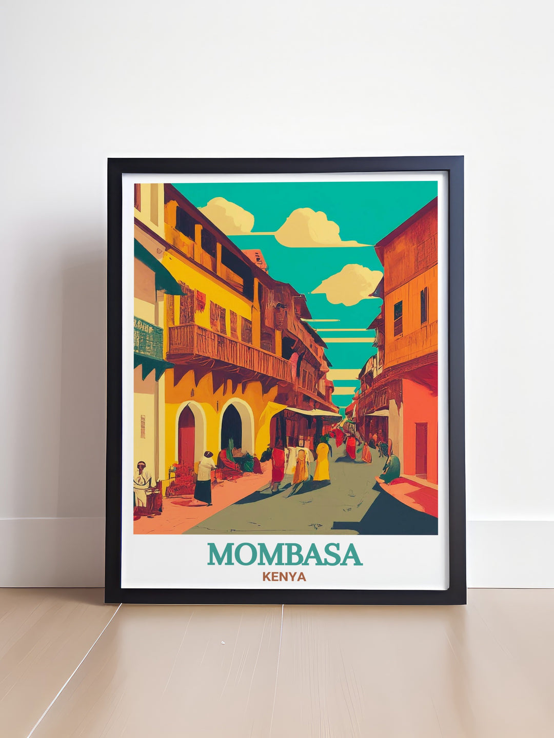 The Mombasa Old Town Wall Art offers a detailed glimpse into Kenyas historic coastal city. Ideal for travel enthusiasts, this poster print brings the vibrancy of Africas rich history into your living space.