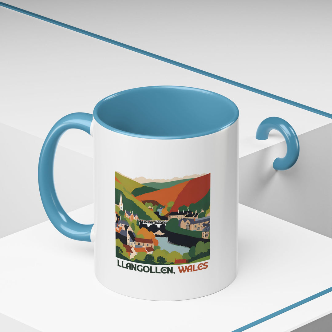 Immerse yourself in the beauty of Wales with this Llangollen Wales mug. Designed with artistic precision, it reflects the unique charm of Llangollen's landscapes. Durable and practical, it is perfect for personal use or gifting to travel and culture enthusiasts.