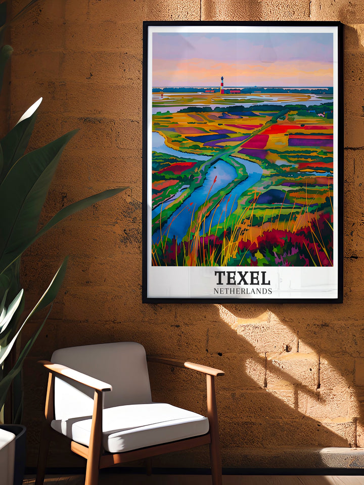 Texel Island travel posters capturing the stunning views of the North Sea and Texel National Park in the Netherlands. Perfect for adding elegance to any decor, this travel wall art brings the serene landscapes and vibrant scenery of Texel Island into your home. Each piece is meticulously crafted to reflect the unique charm of the island.