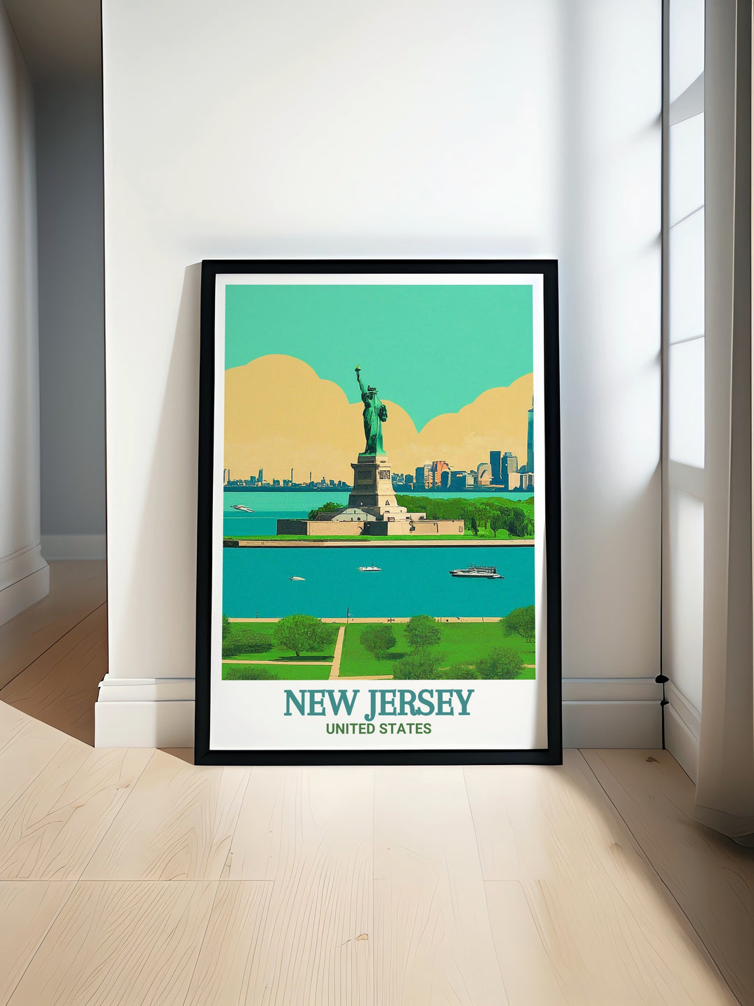 Liberty State Park illustration capturing the parks blend of natural and urban elements. Perfect for home or office decor. This print brings the beauty of New Jerseys landmark to your space, making it a cherished piece of art.