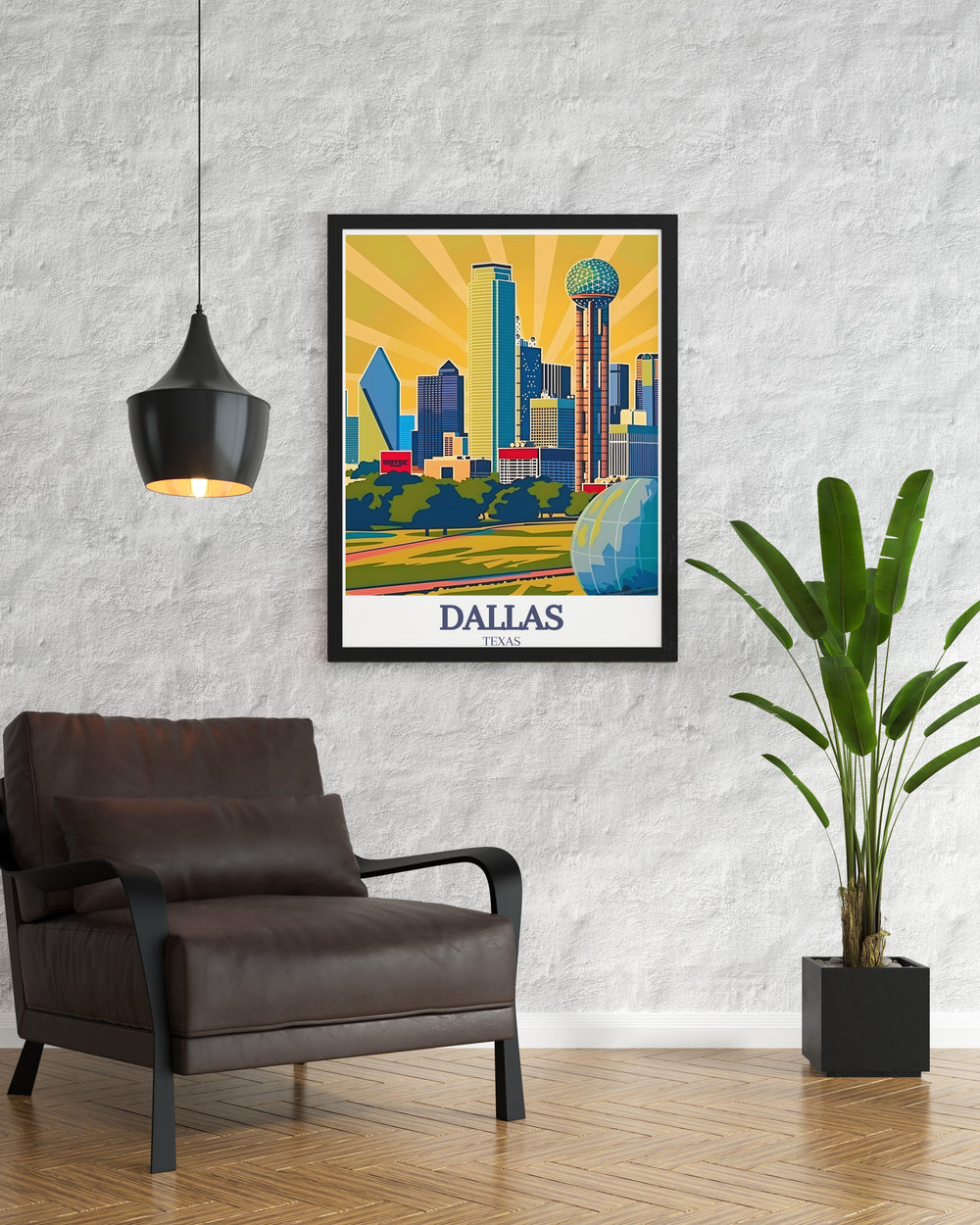 Reunion Tower Ball in the Air and Dallas skyline wall art captures the architectural beauty of the city A stunning Texas art print for any home decor this piece offers a modern yet timeless look perfect for gifts or enhancing your living room or office space