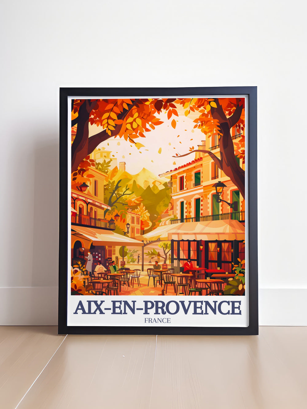 Detailed street map art print of Cours Mirabeau Quartier Mazarin highlighting the charming streets and picturesque squares perfect for travel enthusiasts and those who appreciate fine line prints