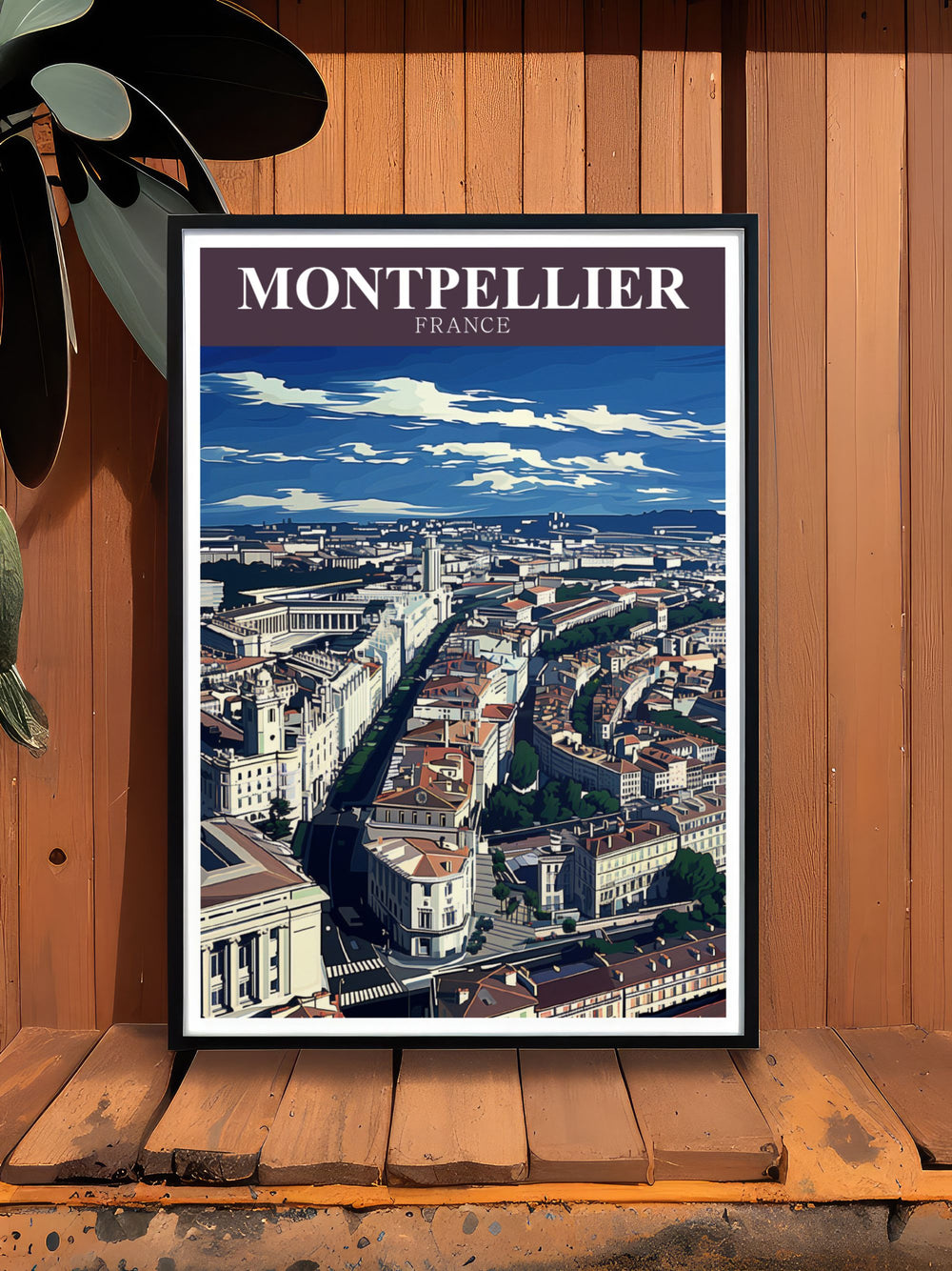 Beautiful Montpellier Poster showcasing the lush Jardis des Plantes de Montpeiller ideal for any living room