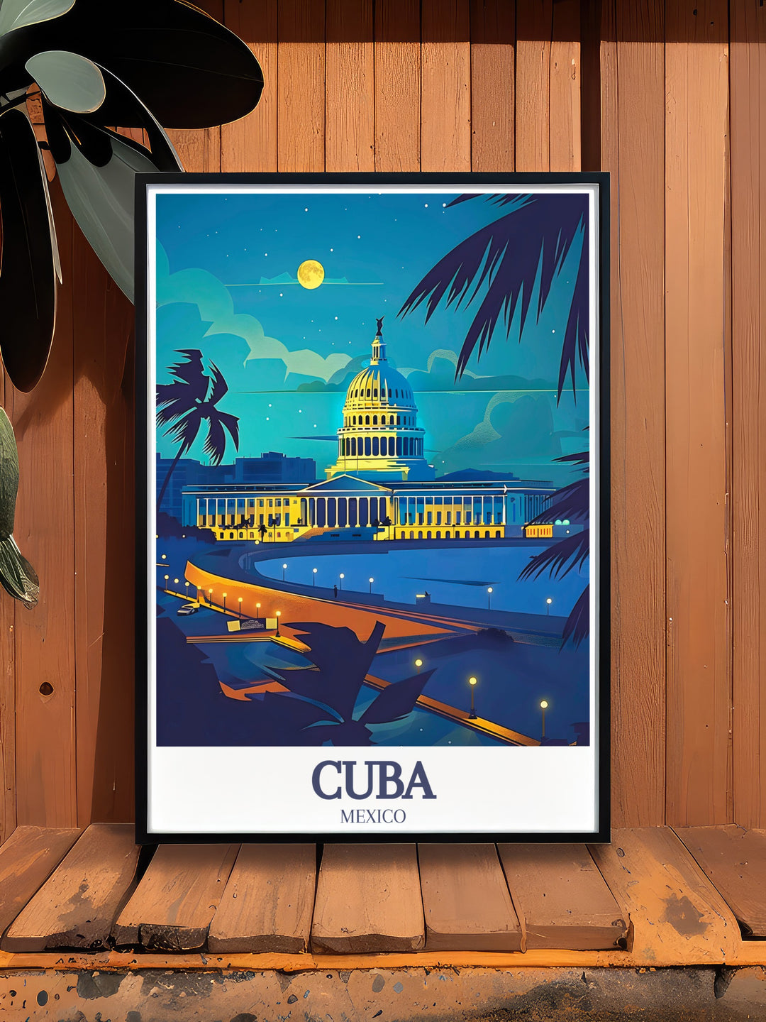 Havanas iconic El Capitolio is captured in all its grandeur in this detailed travel poster. Whether youre a fan of Cuban culture or architecture, this poster print will bring the vibrant history of Havana right into your living space.