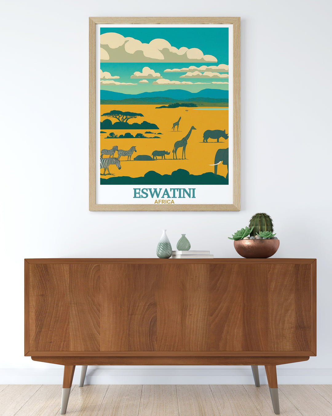 Hlane Royal National Park canvas art brings the beauty of Africas wildlife into your home, featuring the stunning landscapes and majestic animals of Eswatini. This travel print is perfect for anyone who loves the natural world and wants to bring a touch of it into their space.