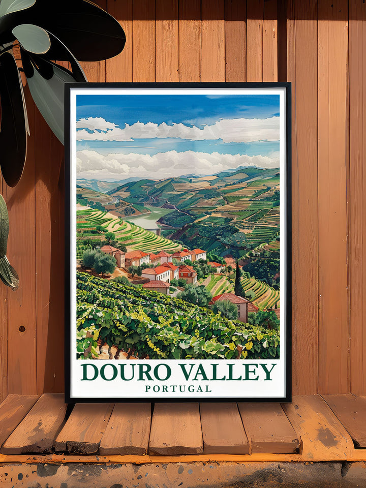 Framed art print showcasing the iconic landscapes of the Douro Valley, celebrating the beauty of Portugal's renowned wine estates.