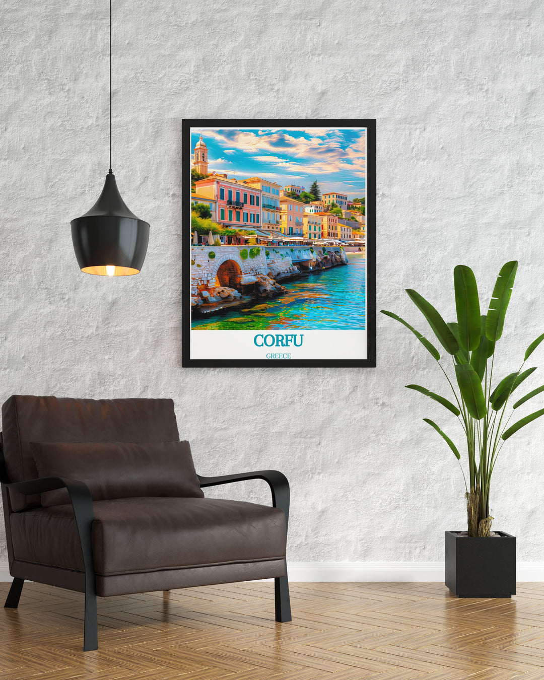 Corfu Greek art showcasing Old Town a timeless choice for home decor