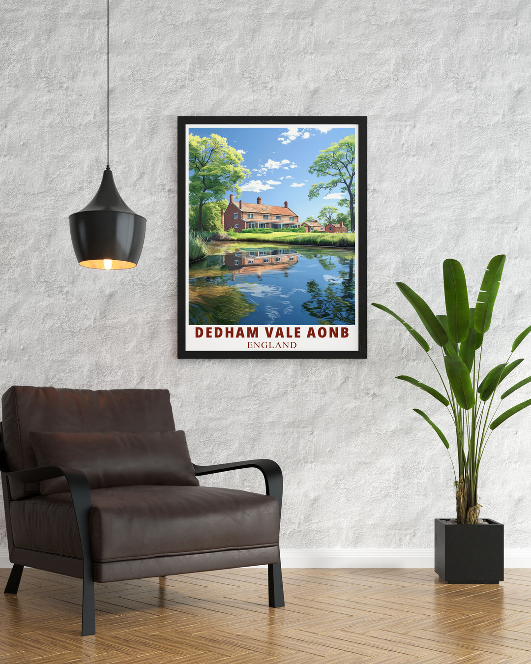 This Dedham Vale poster print beautifully captures the serene countryside of Suffolk, featuring Constable Country and the Stour River. Ideal for home décor or as a gift for countryside lovers, this vintage travel print brings the charm of rural England into your space.