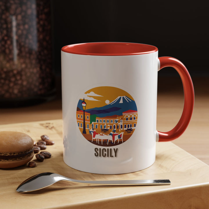 Enjoy your favorite beverage in this Sicily mug featuring artistic depictions of the islands stunning scenery. Durable and dishwasher-safe, perfect for coffee or tea lovers seeking a touch of Italian elegance. A meaningful gift for travelers and art enthusiasts.