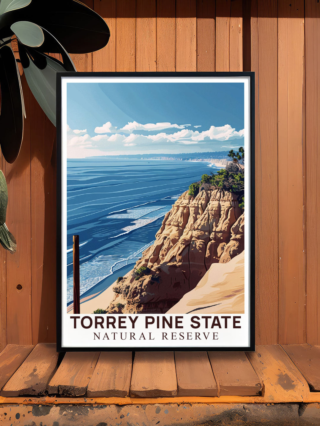 Beautiful Torrey Pines poster with colorful beach design and Rocky Shores perfect for Christmas gifts and enhancing any living space