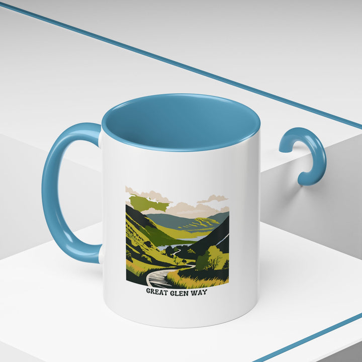 A Great Glen Way mug featuring a beautiful design inspired by Scotland’s famous trail. Made from durable ceramic, it is ideal for enjoying hot beverages and is both dishwasher-safe and microwave-safe for added practicality.