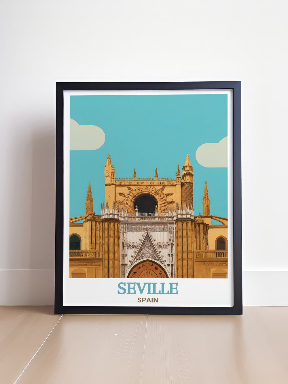 The captivating design of Seville Cathedral is beautifully represented in this Seville Art Print. With its towering spires and Gothic beauty, this piece adds a touch of elegance to any room and serves as a stunning reminder of Sevilles rich heritage.