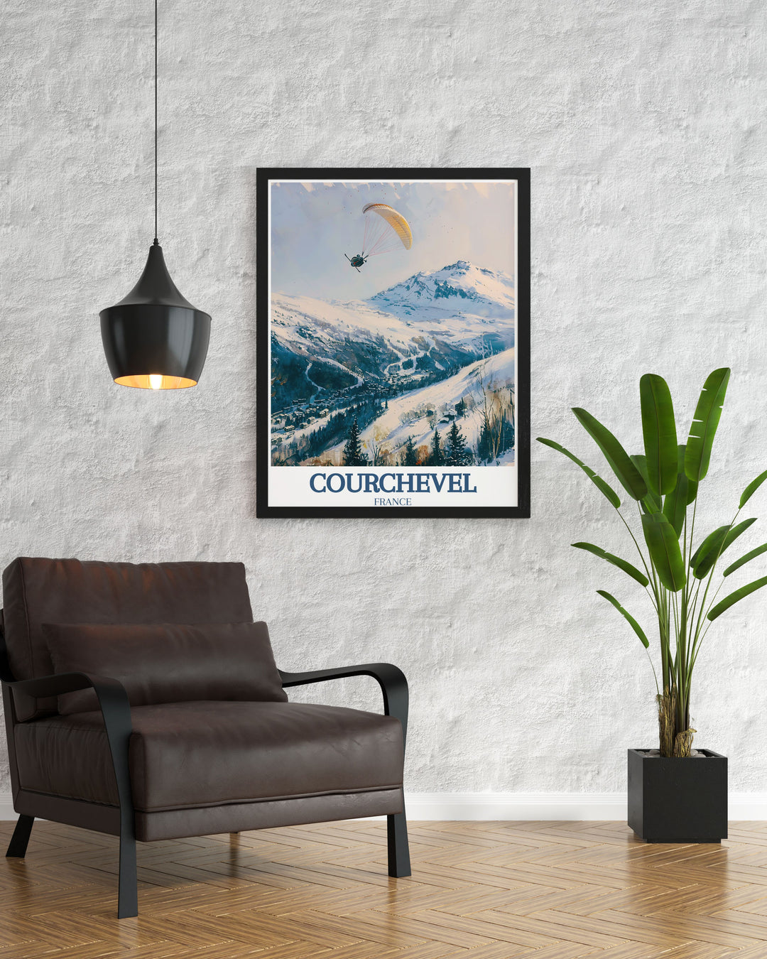 Featuring breathtaking views of Courchevel and the iconic La Saulire, this poster is perfect for those who wish to bring a piece of Frances natural splendor and ski resort luxury into their home.