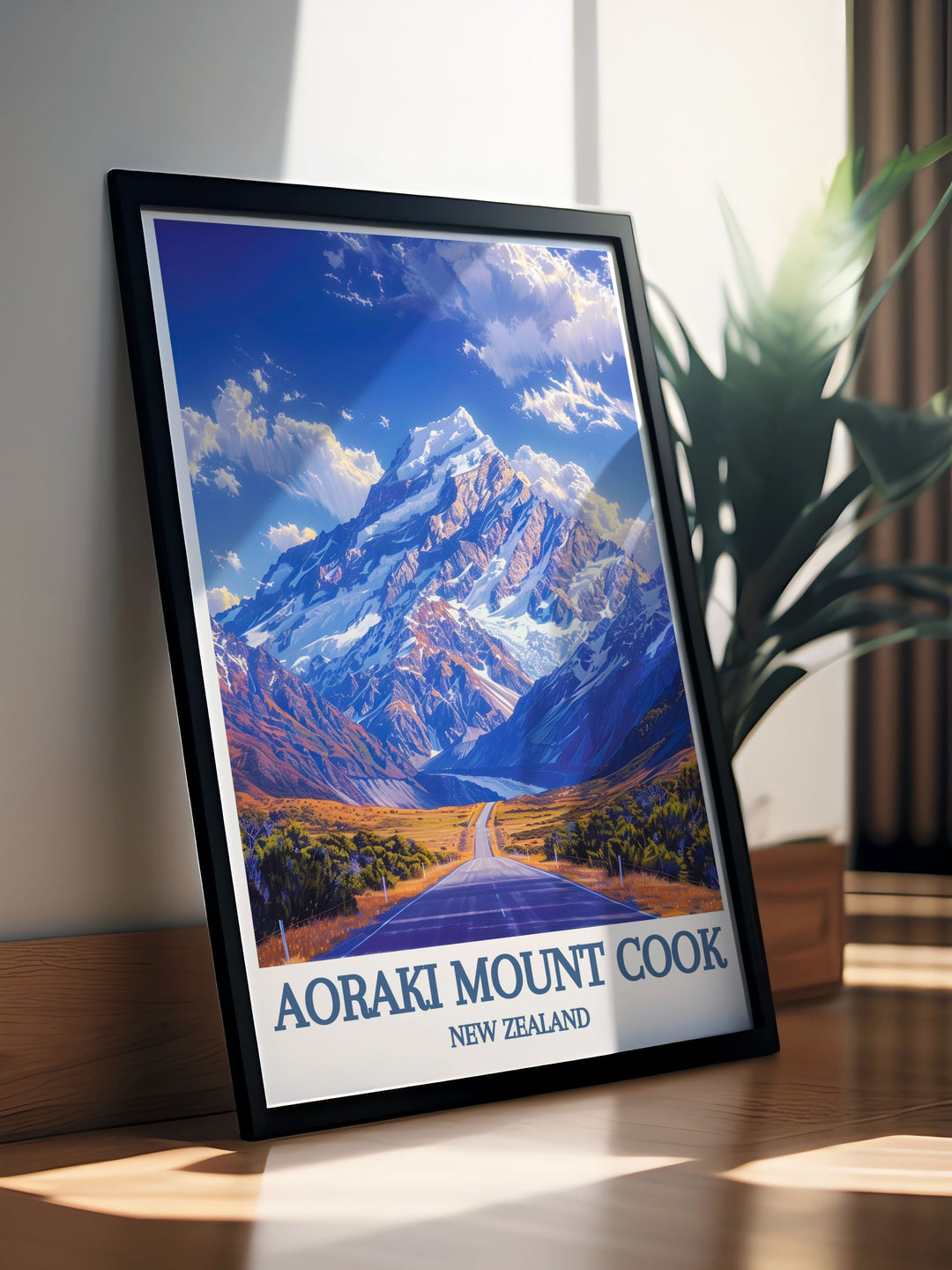 Canvas art of Mount Cooks rugged terrain, offering a vivid depiction of New Zealands natural beauty and enhancing any home or office decor.