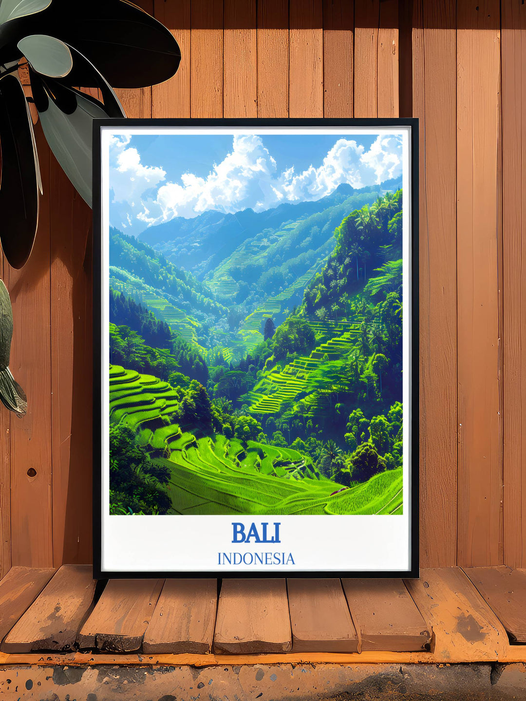 Detailed poster of Tegalalang Rice Terraces in Bali, ideal for gifting to those who appreciate nature and travel.