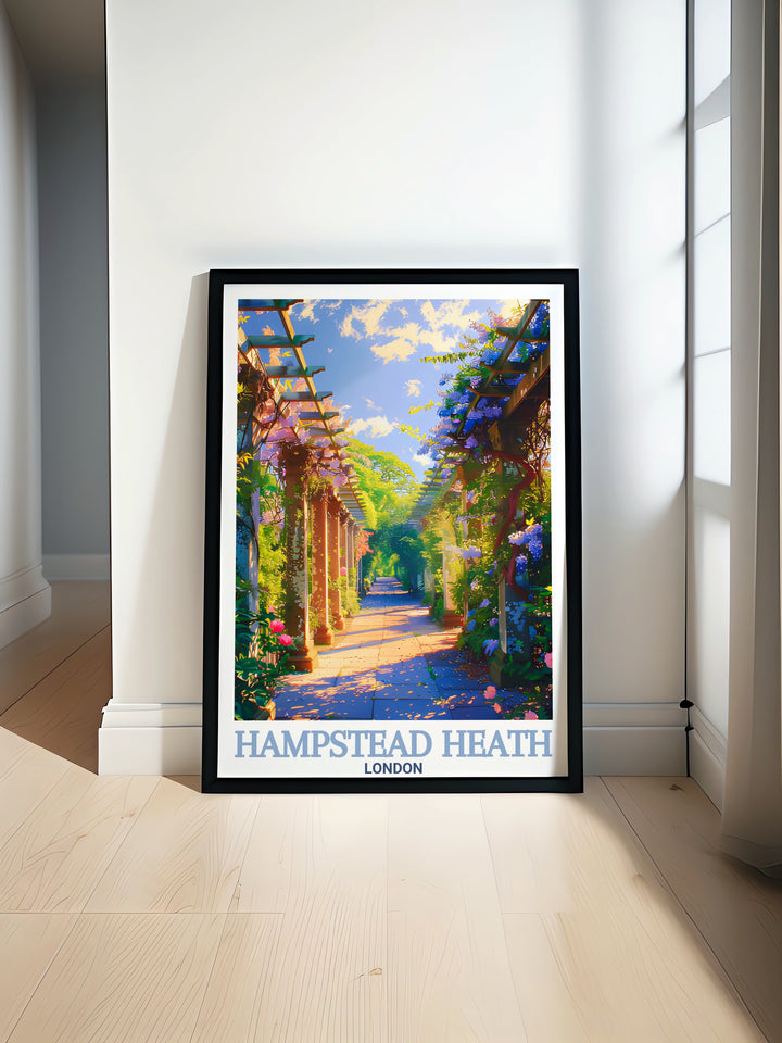 A wall art collection featuring Hampstead Heaths famous parklands, the serene Hampstead Pergola, and Europes breathtaking landscapes. This travel print set is ideal for adding a sophisticated, nature inspired touch to any space.