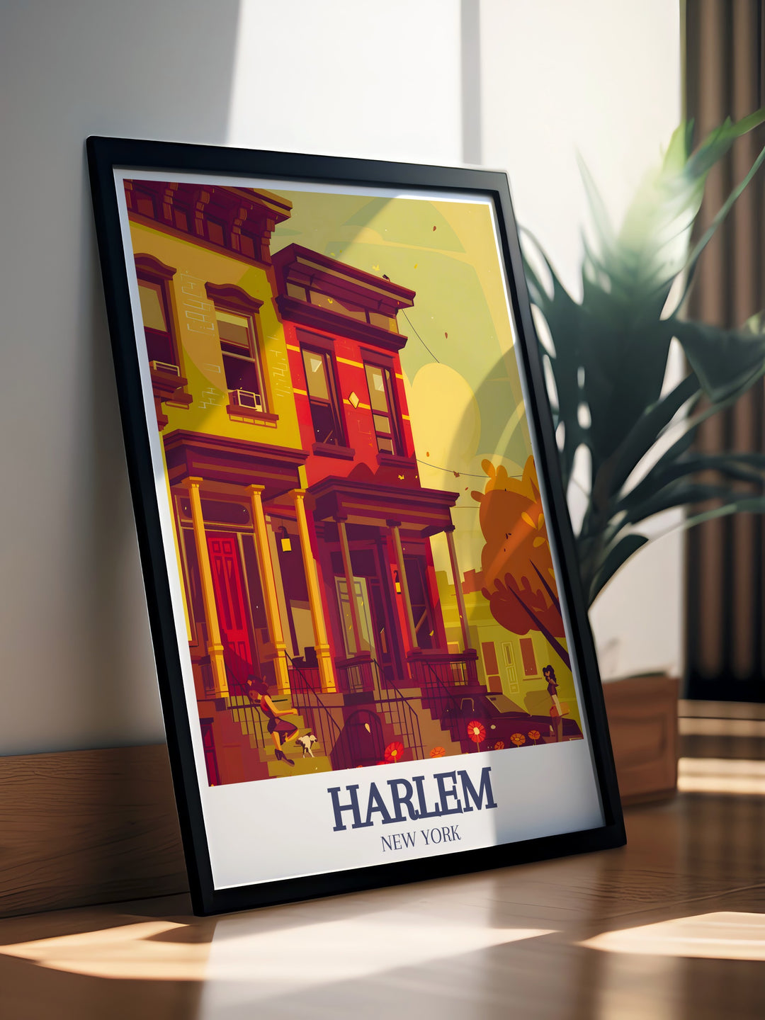 Celebrate the beauty of Harlems iconic brownstones with this travel poster. A perfect wall art piece for lovers of New York City, it captures the elegance and cultural significance of Harlems architecture.