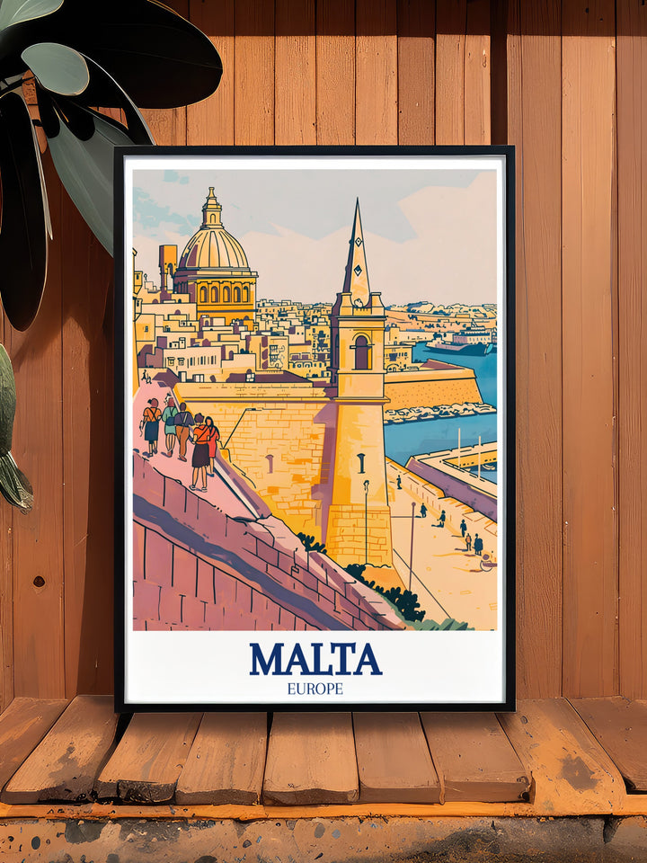 Malta artwork featuring St Pauls Cathedral and Valletta Walls designed for modern decor and stunning living room decor enhance your home with the vibrant colors and breathtaking landmarks of Malta