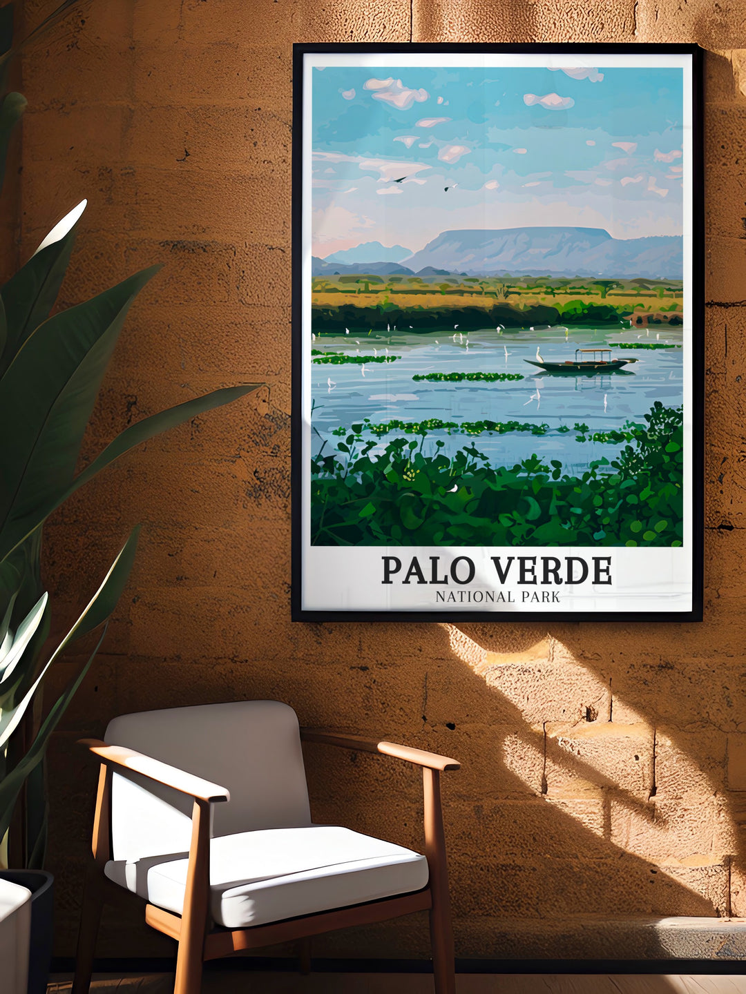 Costa Rica wall art featuring Palo Verde National Parks Tempisque River Flood Plains and Verde Boat Safari a beautiful piece of decor that brings the lush green landscapes of Costa Rica into your home ideal for nature lovers and adventure seekers.