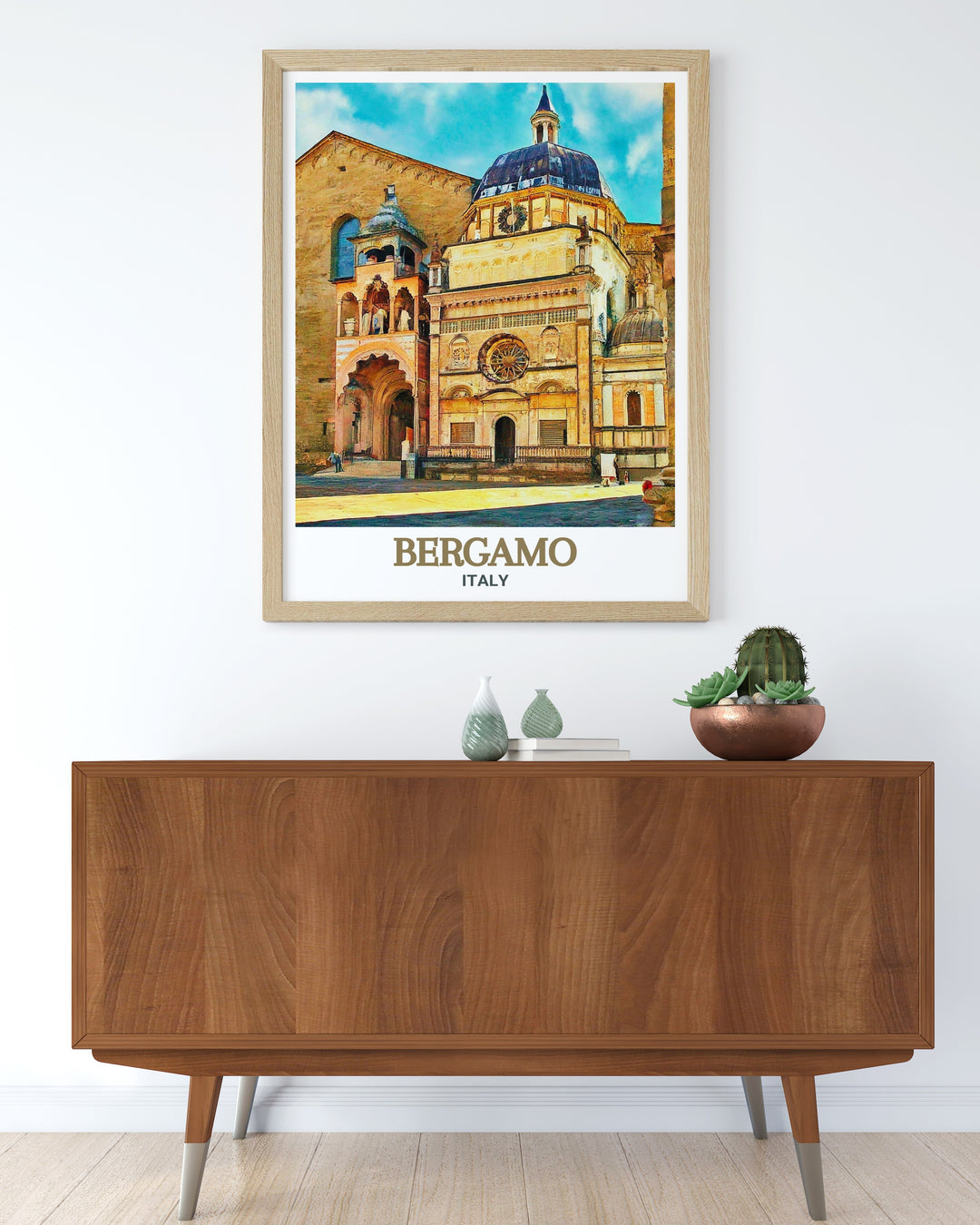 Stunning wall art of Basilica di Santa Maria Maggiore, Bergamo. Capturing the historical grandeur and architectural beauty of this famous landmark. Ideal for art enthusiasts and travelers. Adds elegance to any room. Vivid colors and fine lines.