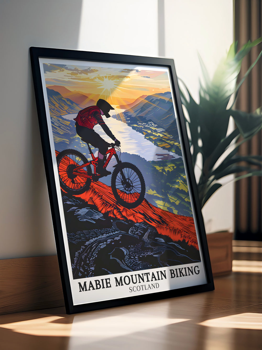 Mabie Forest prints. Showcasing the lush landscapes and serene beauty of Mabie Forest, these prints bring the natural charm of Scotlands mountain biking trails into your home. Ideal for nature and adventure lovers.