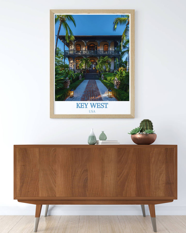 Vibrant Florida Wall Art depicting the Ernest Hemingway Home and Museum in Key West a wonderful addition to your collection of Florida Decor and Travel Art.