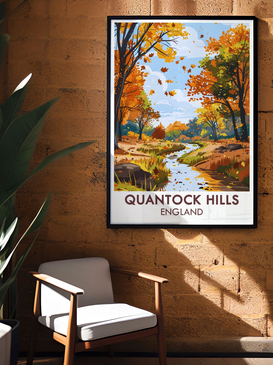 Holford Combe print featuring the tranquil landscapes of Quantock Hills AONB and Somerset AONB an ideal piece of wall art for nature enthusiasts and travel lovers who appreciate the beauty of the Bristol Channel and The Quantocks.