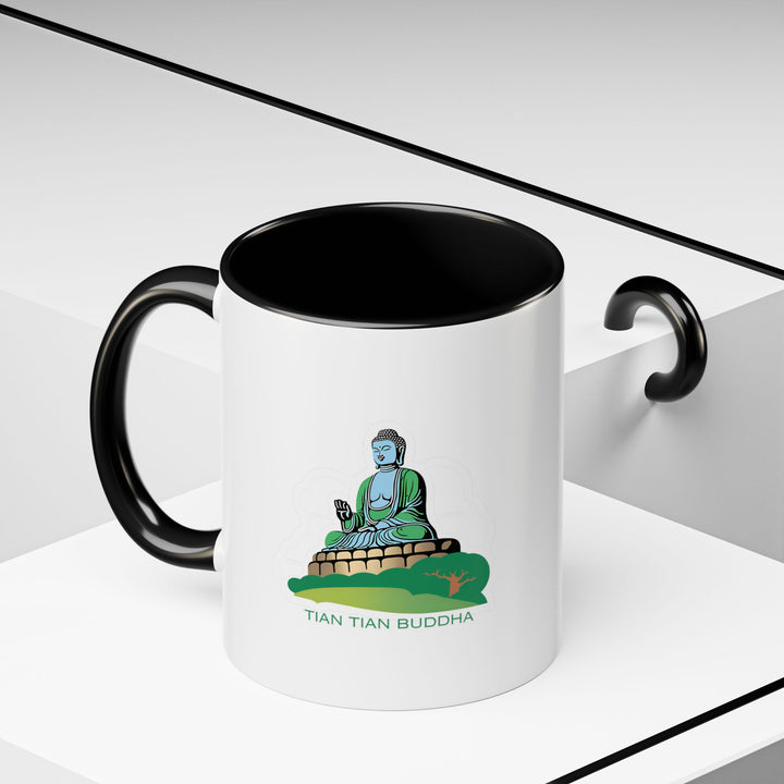 A premium Tian Tan Buddha Mug capturing the essence of tranquility and mindfulness. Made from durable ceramic, it is dishwasher and microwave safe. Perfect for coffee or tea lovers, this mug combines functionality with the timeless beauty of the Tian Tan Buddha.