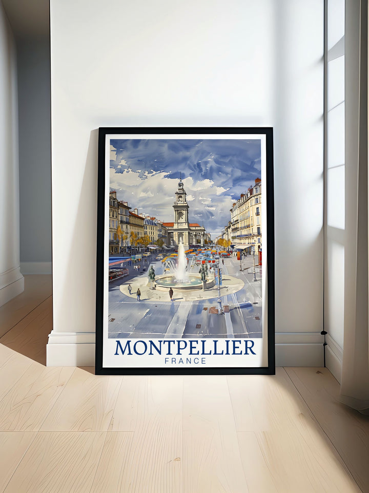 Elegant Montpellier Wall Art featuring the iconic Place de la Comedie perfect for adding a touch of French charm to your home decor