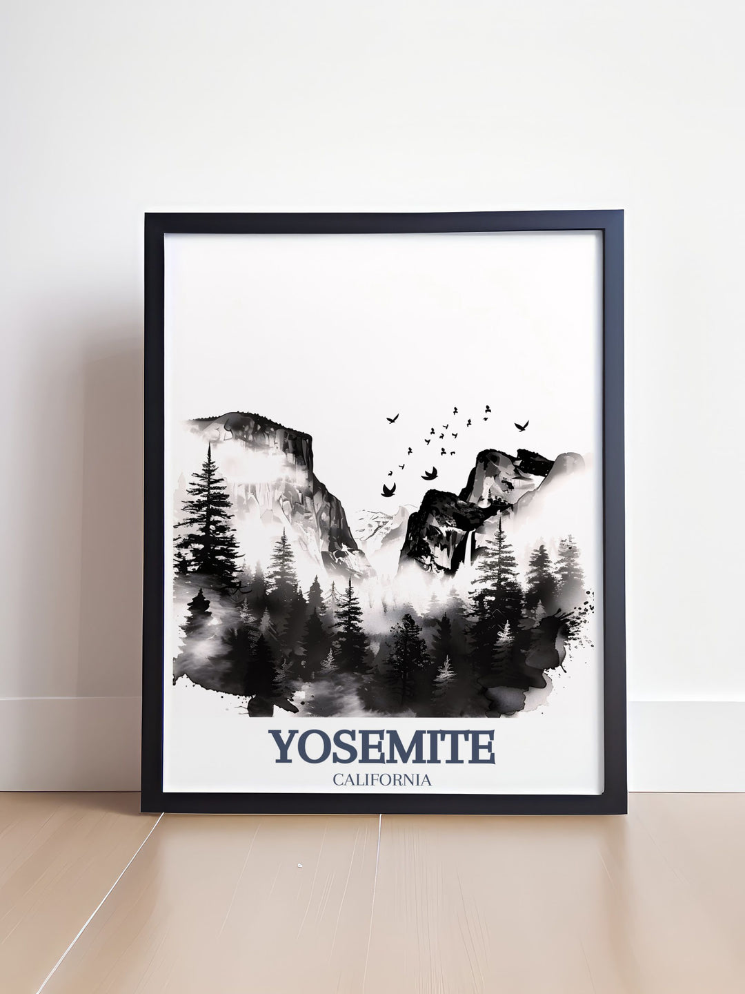 El Capitan and Bridalveil Fall framed print offering an elegant touch to any home with a focus on Yosemites natural splendor