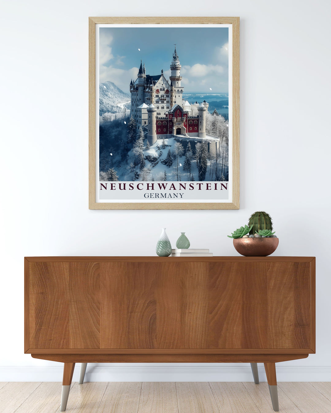 Neuschwanstein Castle home decor collection featuring matted art and botanical garden themes. These elegant pieces bring a touch of history and refinement to any living space.