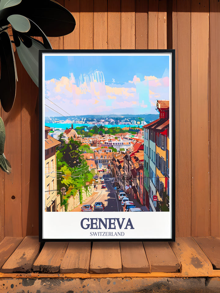 Lausanne Framed Art showcasing the charm and elegance of this vibrant Swiss town, perfect for travel enthusiasts and art lovers alike.