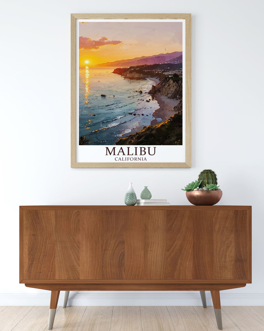 California poster featuring Malibu and Zuma beach offers a stylish addition to any room perfect for personalized gifts or anniversary presents this Malibu skyline and Zuma wall art brings the essence of coastal living into your home