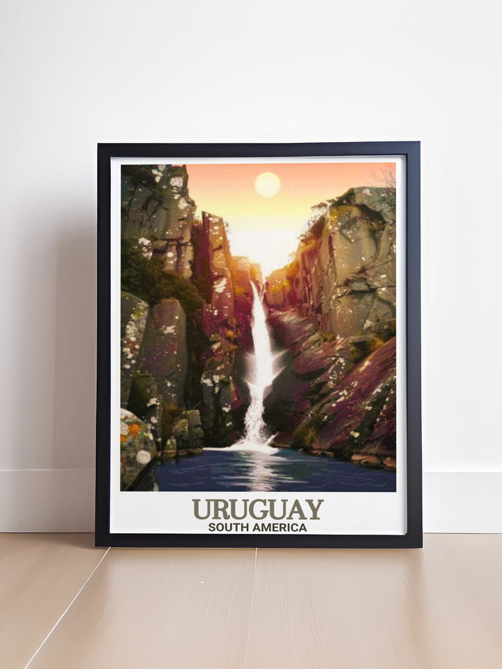 Uruguay photo highlighting the cultural richness of Montevideo and the majestic Salto del Penitente modern prints perfect for creating a focal point in your living room with beautiful and captivating art.