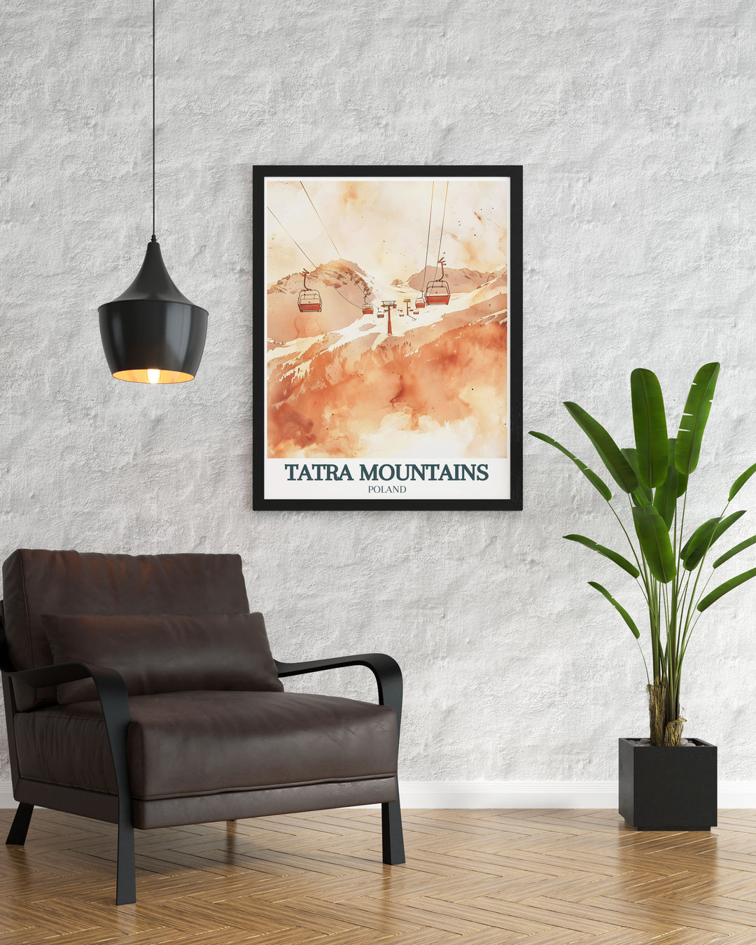 Kasprowy Wierch and Giewont Mountain Modern Prints illustrating the breathtaking Tatra Mountains landscape with majestic peaks and lush forests perfect for adding a sophisticated touch to any room