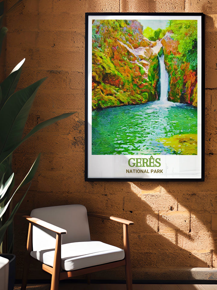 Arado Waterfall in Geres National Park is beautifully depicted in this art print ideal for anyone looking to add a touch of nature to their home decor this national park wall art is perfect for creating a peaceful and inviting atmosphere in any room