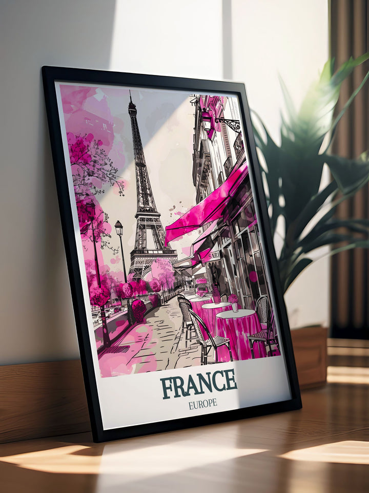 France travel art featuring the Eiffel Tower in Paris modern artwork perfect for adding sophistication to your living room decor