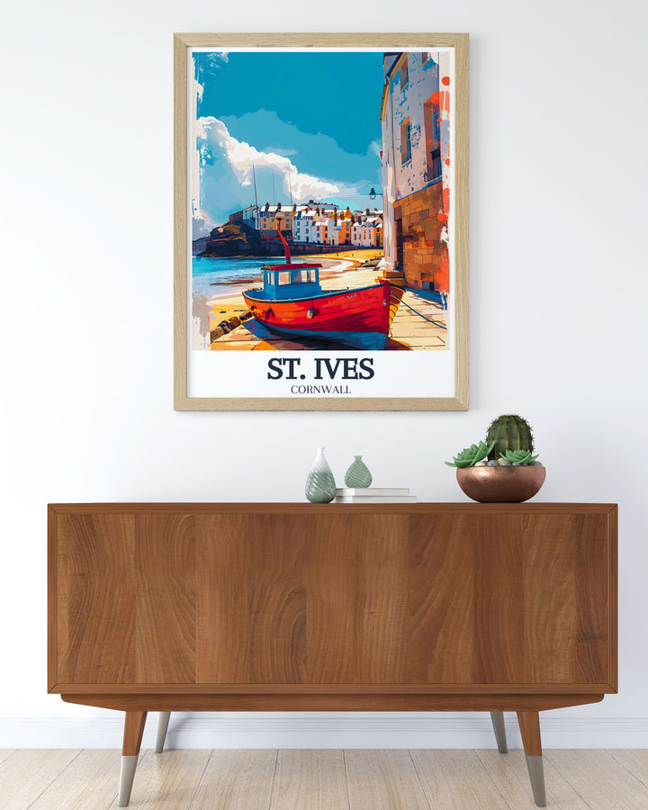 Immerse yourself in the historic charm and artistic legacy of St. Ives with this travel poster, showcasing the unique appeal of this beloved Cornish town.