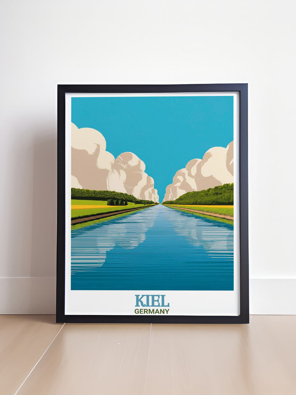 This Kiel art print highlights the serenity of the Kiel Canal, one of Europes most significant waterways. Ideal for travelers and art lovers alike, this poster is a great way to add German charm to your home.