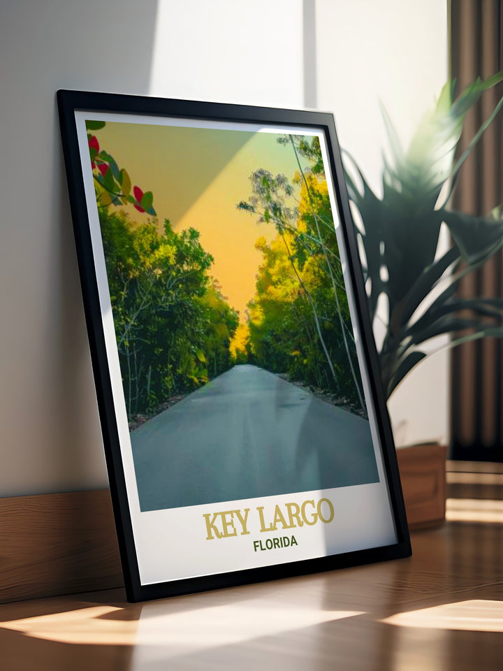 Key Largo print featuring Dagny Johnson Key Largo Hammock Botanical State Park captures the lush greenery and tropical landscape of Florida making it a perfect addition to any home decor collection with modern art prints that transport you to serene natural settings.