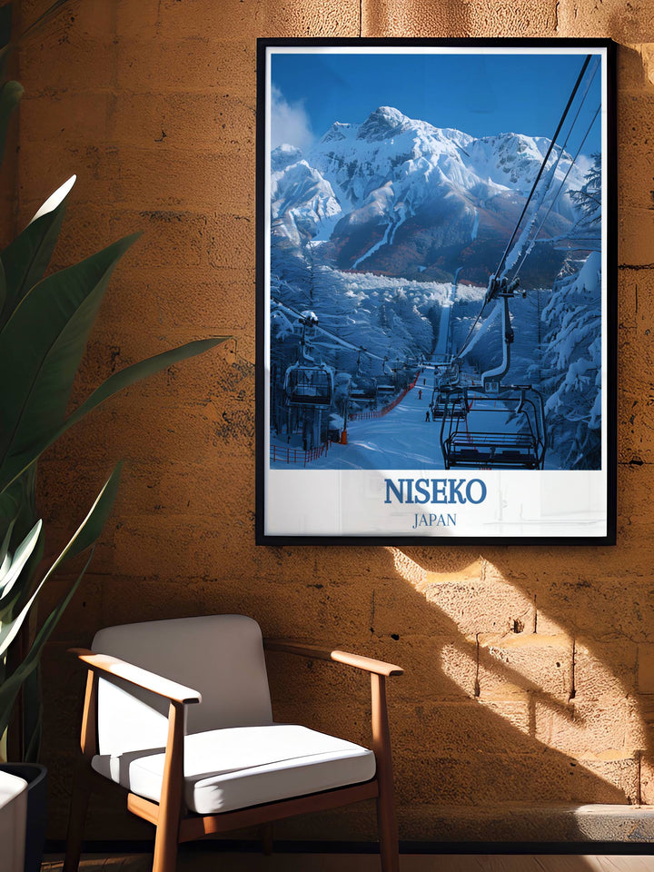 Snowboarding Gift featuring Niseko Annupuri International Ski Area and retro design capturing the thrill of winter sports and classic Japanese travel art ideal for home decoration and presents